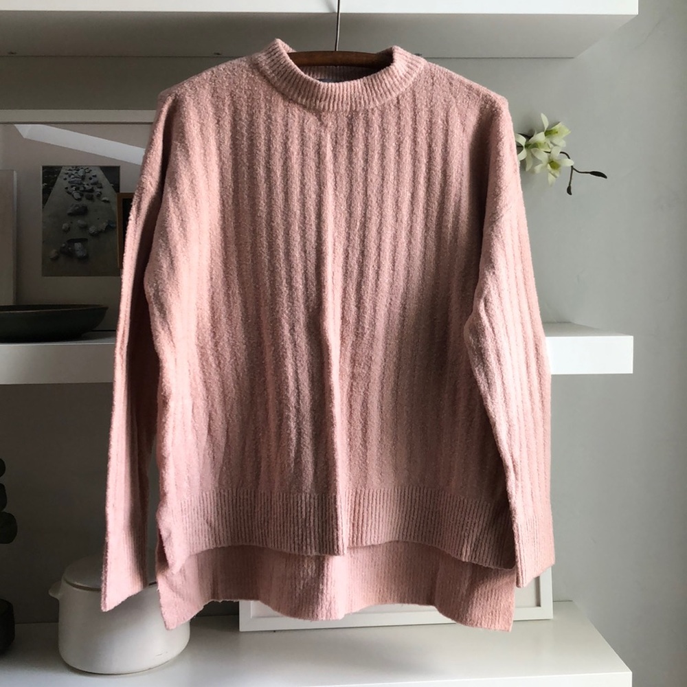 French Connection Blush Pink Ribbed Mockneck Oversized Sweater Sized Medium